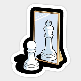 Chess Pawn King Mirror Reflection Motivational Sticker